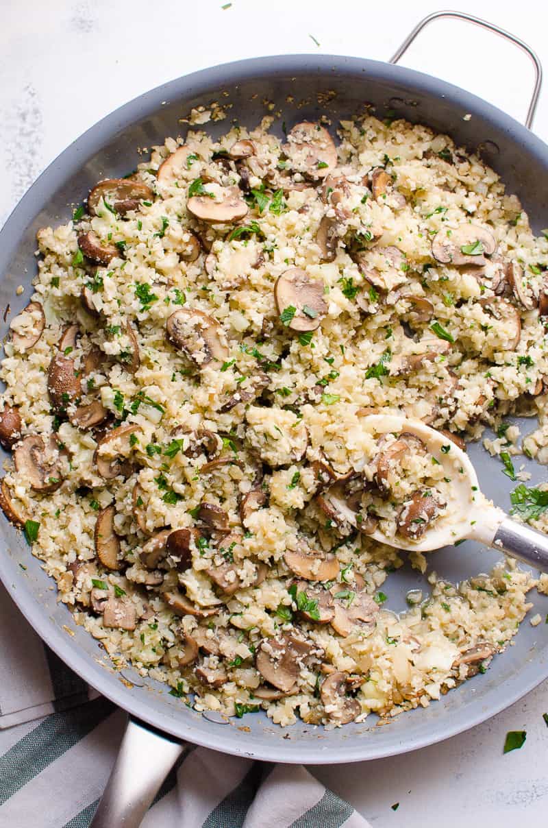 cauliflower risotto in a skillet
