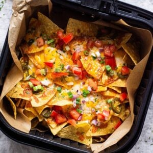 air fryer nachos ready to eat in air fryer basket