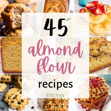 Collage of 45 almond flour recipes.