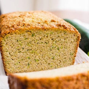 almond flour zucchini bread with one slice