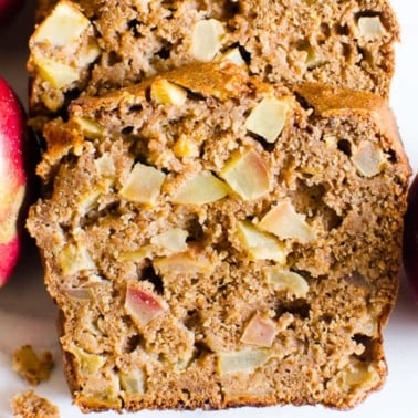 Sliced healthy apple bread.