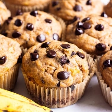 healthy banana chocolate chip muffins