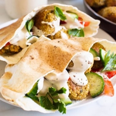 quinoa falafel dinner idea in pita bread