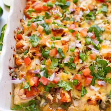 Salsa Fresca chicken bake garnished with cilantro.