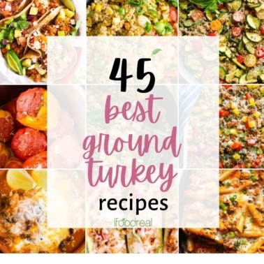 A collage of ground turkey recipes photos.