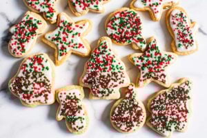 iced healthy sugar cookies with sprinkles