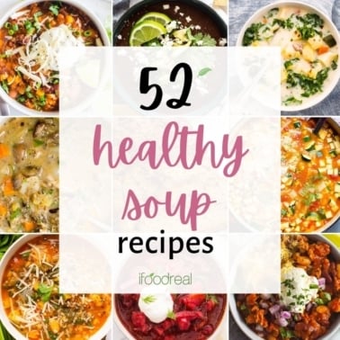 Collage of healthy soup recipes.