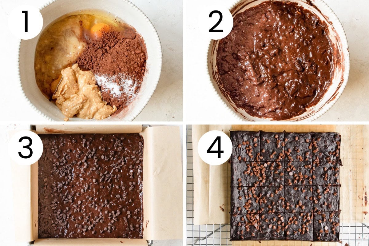 Step by step process how to make banana brownies.