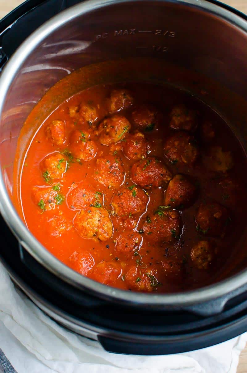 Instant Pot Meatballs garnished with parsley