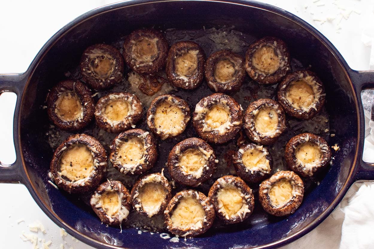 finished roasted baby bella mushroom appetizers