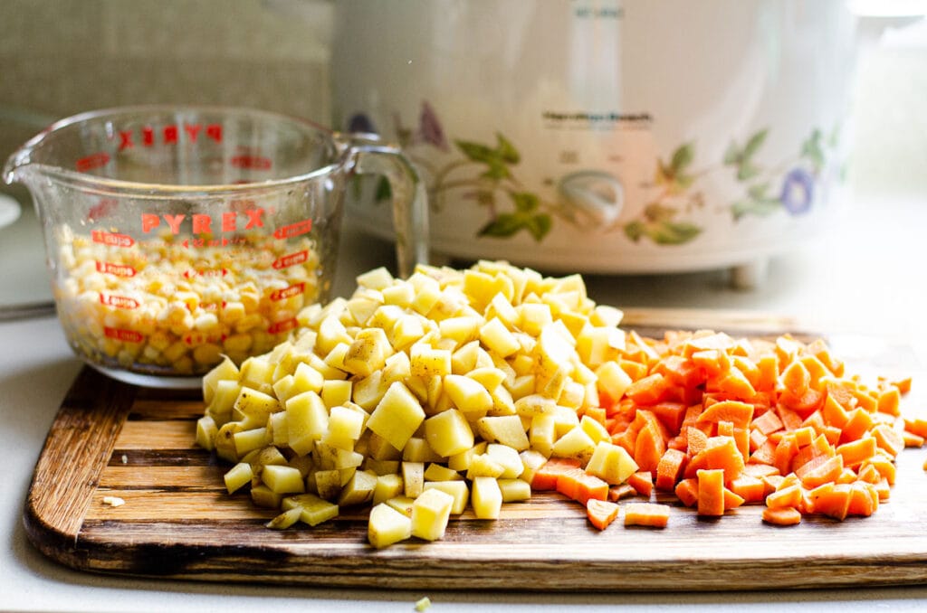 Food on the cutting board